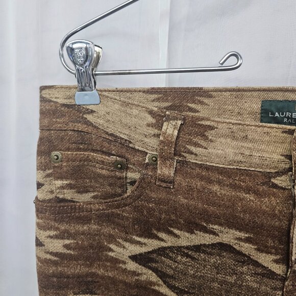 Lauren Ralph Lauren Jeans Aztec Southwestern Grunge Boho Brown Straight Leg 4 - Picture 3 of 9